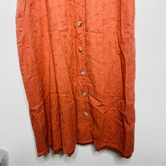 MADEWELL Embroidered Eyelet Bubble-Sleeve Button-Front Midi Dress - Picture 5 of 12